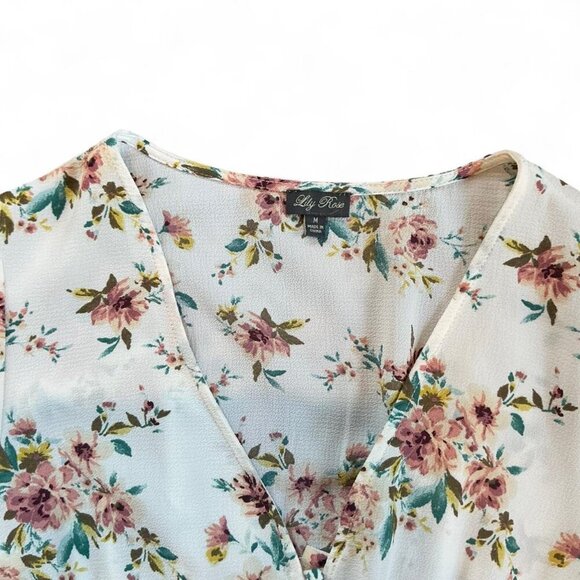 Cream Floral Mini Dress Size Medium - Picture 3 of 4